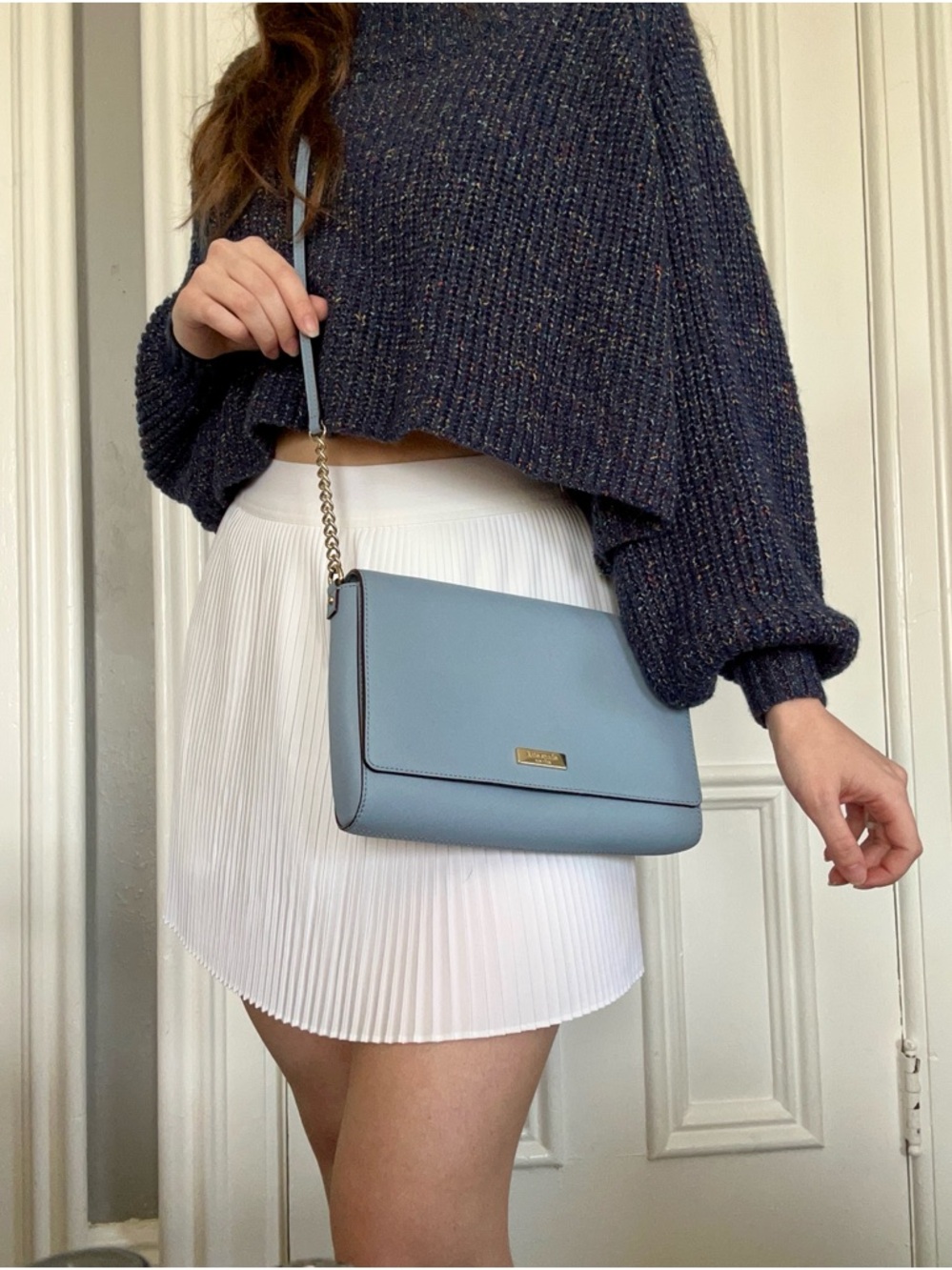 Kate Spade Light Blue Crossbody Bag with Gold Hardware
